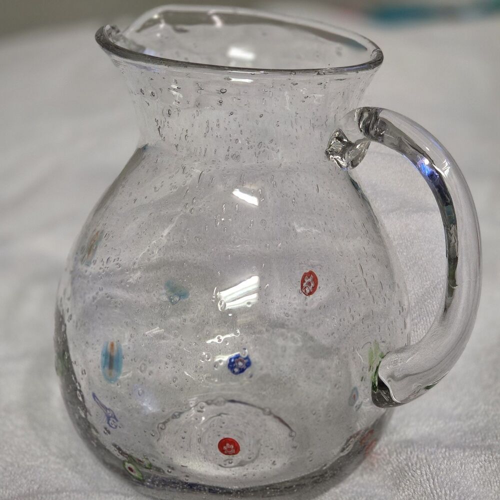 MILLEFIORI GLASS PITCHER Murano Italy